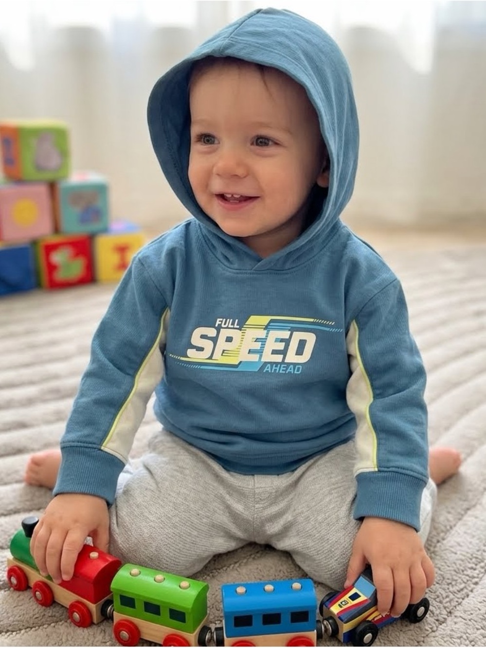 Cat & Jack Toddler Boys "Full Speed Ahead" Hoodie (Size 18M)